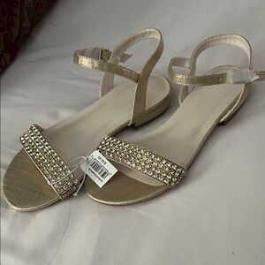 ANDREA FENZI Gold Embellished Sandals